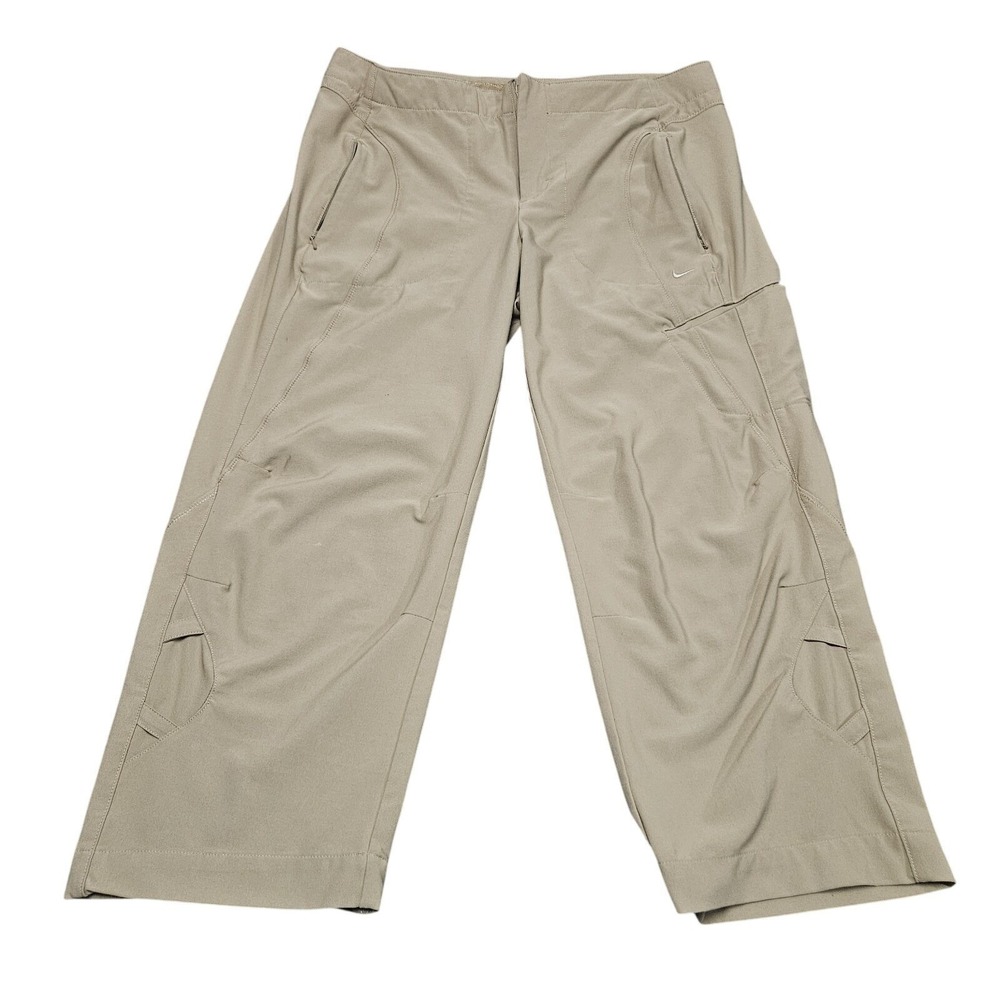 Nike Athletic Pants Womens M Tan Wide Leg Cropped Technical Outdoor Sporty